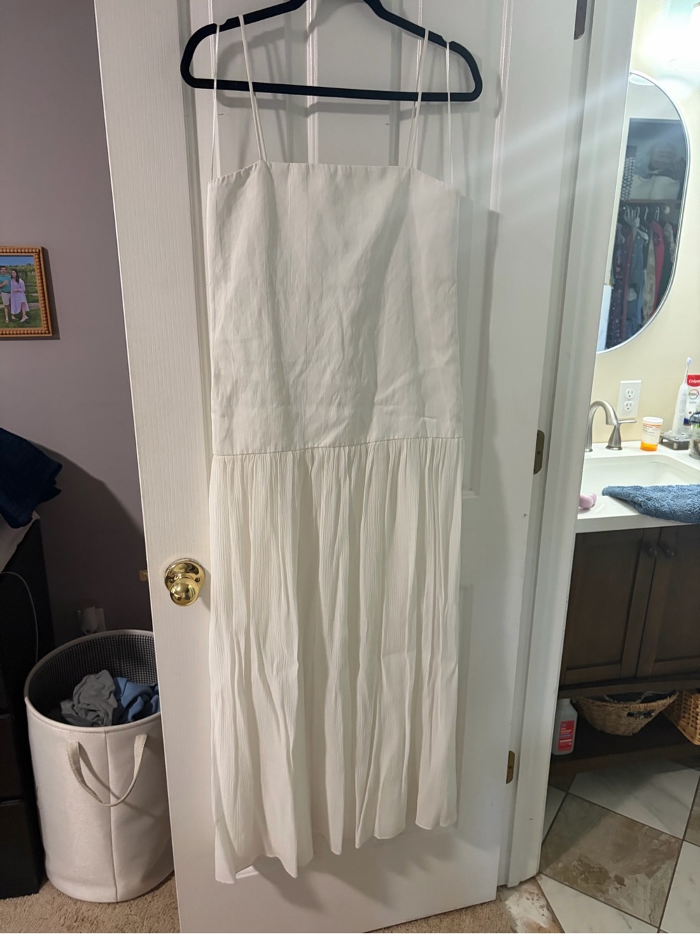 Zara White Tiered Spaghetti Strap Midi Dress